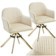TECTAKE - Lot de 2 chaises pivotantes à 360° en velours rembourrées crème/or - vignette