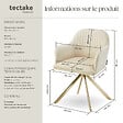 TECTAKE - Lot de 2 chaises pivotantes à 360° en velours rembourrées crème/or - vignette