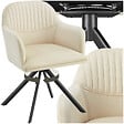 TECTAKE - Chaise pivotante à 360° en velours avec rembourrage crème/noir - vignette