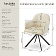 TECTAKE - Chaise pivotante à 360° en velours avec rembourrage crème/noir - vignette