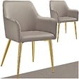 TECTAKE - Lot 2 Fauteuils aspect velours rembourrés avec dossier continu taupe - vignette