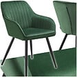 TECTAKE - Chaise de salle à manger en velours matelassée capitonnée vert foncé - vignette