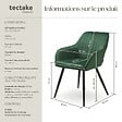 TECTAKE - Chaise de salle à manger en velours matelassée capitonnée vert foncé - vignette