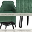 TECTAKE - Lot 4 chaises de salle à manger en velours matelassées vert foncé - vignette
