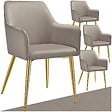 TECTAKE - Lot 4 Fauteuils aspect velours rembourrés avec dossier continu taupe - vignette