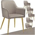 TECTAKE - Lot 6 Fauteuils aspect velours rembourrés avec dossier continu taupe - vignette
