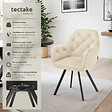 TECTAKE - Fauteuil pivotant 180° en velours rembourré motif matelassé crème - vignette