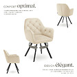 TECTAKE - Fauteuil pivotant 180° en velours rembourré motif matelassé crème - vignette