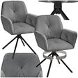 TECTAKE - Lot de 2 chaises pivotantes 360° en velours rembourré anthracite/noir - vignette