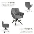 TECTAKE - Lot de 2 chaises pivotantes 360° en velours rembourré anthracite/noir - vignette