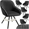 TECTAKE - Lot 6 chaises pivotantes à 360° avec accoudoirs velours noires - vignette