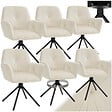 TECTAKE - Lot de 6 chaises pivotantes 360° en velours rembourré crème/noir - vignette