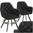 TECTAKE - Lot 2 fauteuils pivotants 180° velours rembourrés motif matelassé noir - vignette