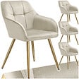 TECTAKE - Lot 4 chaises de salle à manger avec aspect velours capitonné vert/or - vignette