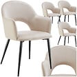 TECTAKE - Lot 4 Fauteuils aspect velours rembourré max 120 kg crème - vignette