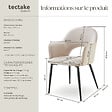 TECTAKE - Lot 4 Fauteuils aspect velours rembourré max 120 kg crème - vignette