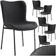 TECTAKE - Lot 6 chaises rembourrées avec revêtement tissu forme ergonomique noir - vignette