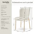 TECTAKE - 4 chaises rembourrées tissu bouclette ergonomiques Blanc/Doré - vignette