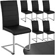 TECTAKE - Ensemble de 6 chaises style scandinave housse en cuir synthétique noir - vignette