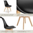 TECTAKE - Lot 2 chaises salle à manger style scandinave forme ergonomique noir - vignette