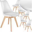 TECTAKE - Lot 6 chaises salle à manger style scandinave forme ergonomique blanc - vignette
