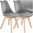 TECTAKE - Lot 2 chaises salle à manger style scandinave forme ergonomique gris - vignette