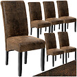 TECTAKE - Ensemble de 6 chaises de salle à manger aspect cuir marron foncé - vignette