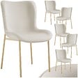 TECTAKE - 6 chaises rembourrées en velours forme ergonomique blanc/doré - vignette