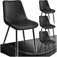 TECTAKE - Lot 4 chaises assise ergonomique rembourrée aspect velours noir - vignette