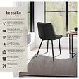 TECTAKE - Lot 4 chaises assise ergonomique rembourrée aspect velours noir - vignette