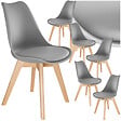 TECTAKE - Lot 6 chaises salle à manger style scandinave forme ergonomique gris - vignette