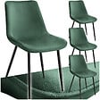 TECTAKE - Lot de 4 chaises Rembourrées aspect velours ergonomiques vert foncé - vignette