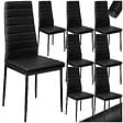 TECTAKE - Lot de 8 chaises avec strass Rembourrées en cuir synthétique noir - vignette