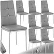 TECTAKE - Lot de 8 chaises avec strass cuir synthétique ergonomique strass gris - vignette