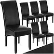 TECTAKE - Ensemble de 6 chaises de salle à manger rembourées aspect cuir noir - vignette