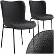 TECTAKE - 2 chaises rembourrées revêtement en tissu forme ergonomique noir - vignette