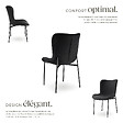 TECTAKE - 2 chaises rembourrées revêtement en tissu forme ergonomique noir - vignette