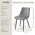 TECTAKE - Lot de 6 chaises Rembourrées aspect velours assise Ergonomique gris - vignette