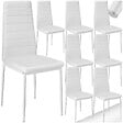 TECTAKE - Lot de 8 chaises avec strass en cuir synthétique ergonomiques blanc - vignette