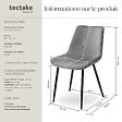 TECTAKE - Lot de 8 chaises rembourées aspect velours ergonomique gris - vignette