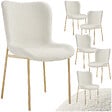 TECTAKE - 6 chaises rembourrées tissu bouclette ergonomiques blanc/doré - vignette