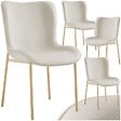 TECTAKE - 4 chaises rembourrées en velours forme ergonomique blanc/doré - vignette