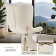 TECTAKE - 4 chaises rembourrées en velours forme ergonomique blanc/doré - vignette