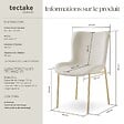 TECTAKE - 4 chaises rembourrées en velours forme ergonomique blanc/doré - vignette
