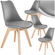 TECTAKE - Lot 4 chaises salle à manger style scandinave forme ergonomique gris - vignette