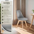 TECTAKE - Lot 4 chaises salle à manger style scandinave forme ergonomique gris - vignette