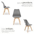 TECTAKE - Lot 4 chaises salle à manger style scandinave forme ergonomique gris - vignette