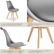 TECTAKE - Lot 4 chaises salle à manger style scandinave forme ergonomique gris - vignette