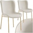 TECTAKE - 2 chaises rembourrées en velours forme ergonomique blanc/doré - vignette
