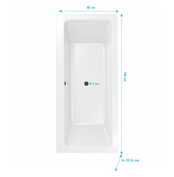 ALLIBERT - Baignoire rectangulaire duo 180x80x54cm - 100% acrylique blanc mat - Lignes droites - large
